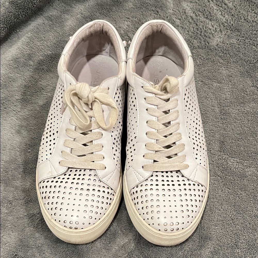 J Slides Women's Cream Perforated Sneakers